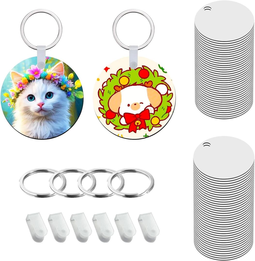 240 Pcs /80 Pack Sublimation Keychain Blanks, Aluminum Double Sided Sublimation Blanks Keychain Heat Transfer for DIY Crafts-Round