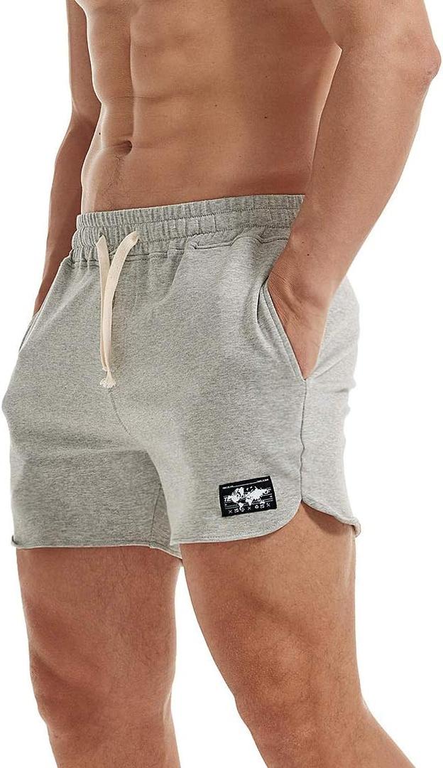 AIMPACT Men's Athletic Shorts Bodybuilding Workout Cotton Gym Shorts with Pockets (Medium, Lightgray)