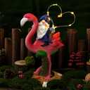 Funny Flamingo Gnome Solar Garden Statue with LED Light - Outdoor Yard Lawn Patio Decor - Great Birthday Housewarming Gift for Women, Mom, Grandma