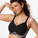 COCOMARTS Jelly Bras for Women No Underwire Scalloped Push Up Wireless Bralettes Seamless Soft Comfort Everyday Tshirt Bra (Black, XL)
