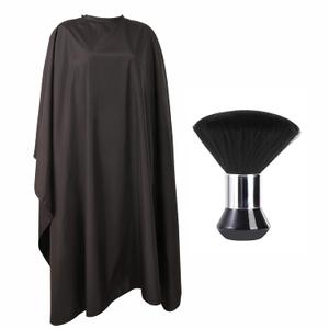 Professional Hair Cutting Cape with Neck Duster Brush, Large Size Salon Barber Cape for Men, Women and Kids(Black)