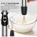 MegaWise Stainless Steel Titanium Reinforced 3-in-1 Immersion Hand Blender, Powerful with 80% Sharper Blades, 12-Speed Corded Blender, Including Whisk and Milk Frother (3-in 1 Black)