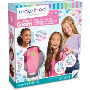 Make It Real: Snap N' Glam Hair Styling Set - Reusable Gems, Accents & Bead Clips, Create Unique Styles for Every Type of Hair, Girls & Kids Ages 8+