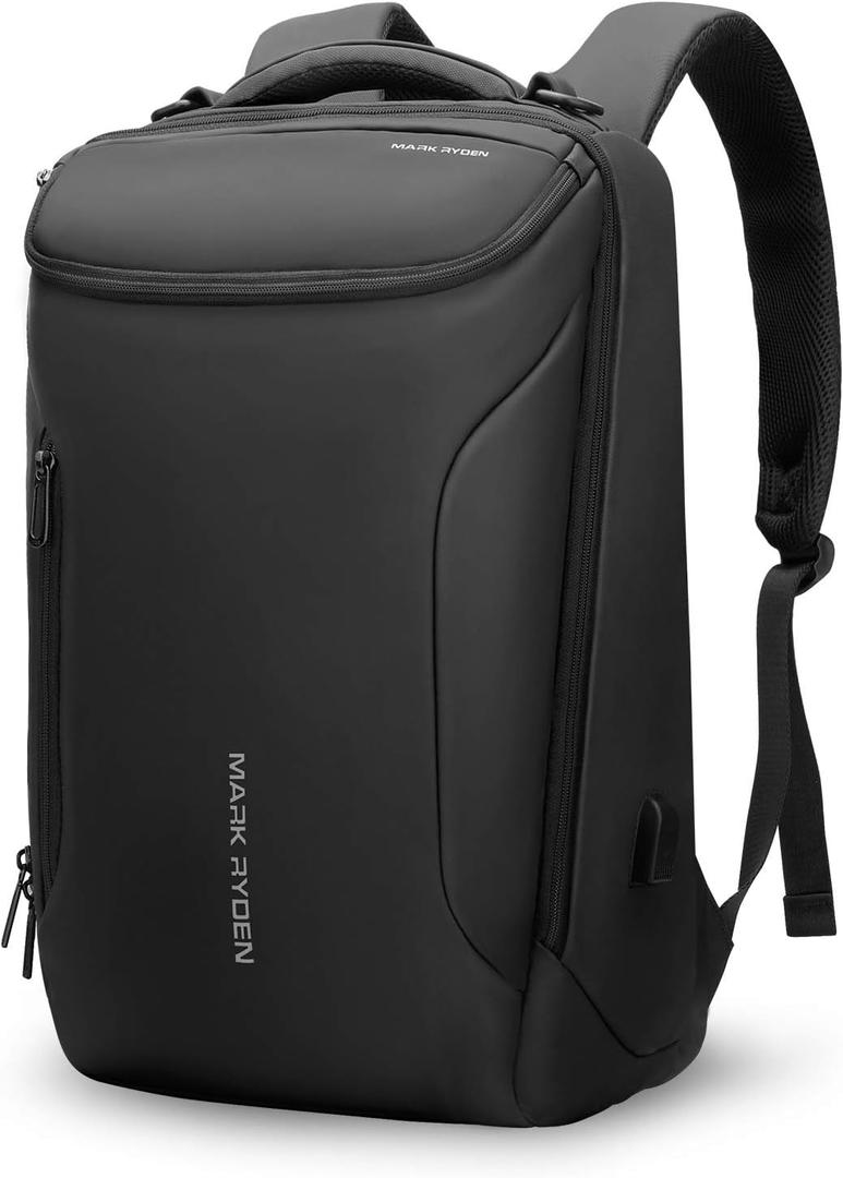 Muzee Business Backpack,Waterproof bag for Travel Flight Fits 17.3Inch Laptop With USB Charging Plug (2-Pocket, Black)