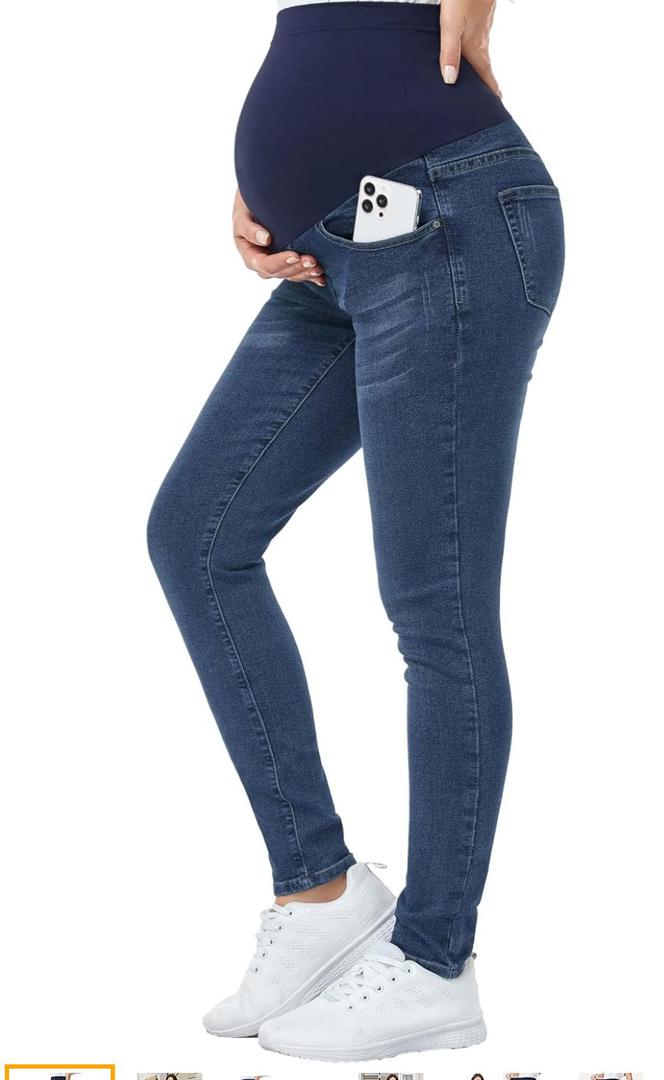 PACBREEZE Women's Maternity Jeans Over Belly Skinny Stretchy Denim Pants Comfy Slim Pregnancy Pants, Size S