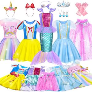 Princess Dress Up Clothes for Little Girl, Princess Costume for Girls Toddler Toys Role Play Princess Dress Up Christmas Birthday Gift for Toddler Girls 3-8 Years