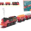 Toy Train Electric Train Set for Wooden Tracks, Christmas Motorized Train Toys for Toddlers, Battery Operated Train Includes Lights, Sounds, Smoke, Steam Train Compatible with Thomas, Brio