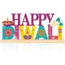 Happy Diwali Table Decorations Indian Festival Of Lights Wooden Signs For Hindu Deepavali Party Decor (Diwali)