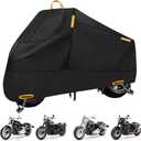 Motorcycle Cover Waterproof Outdoor, 300D Heavy Duty Vehicle Cover All Season Universal Protection, Lock Holes & Storage Bag, Fits Motorbikes, Sportbikes, Dirt Bikes, Scooters up to 86.6"