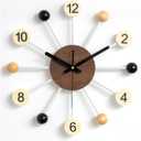 Big Wall Clock Mid Century Modern Silent Non Ticking 16 Inch Vintage Decorative Wood Ball Quartz Clocks for Living Room Office Kitchen, Large