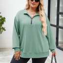 Chulianyouhuo Womens Plus Size Half Zip Pullover Long Sleeve Oversized Sweatshirt Drop Shoulder Hoodie Teen Girls Y2K Clothes Lakegreen, 5XL