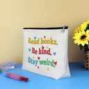 2 x Bookworm Makeup Bag Book Lover Gifts for Women Librarian Bookish Readers Cosmetic Bag Book Club Gift Birthday Graduation Gifts for Books Lover Teacher Friends Daughter Zipper Travel Toiletry Pouch