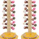 Wood Cake Pop Stand 36 Holes with Spinning Base,Cake Pop Holder Stand for Dessert Table,Lollipop Holder Candy Table Display, Dessert Stand for Wedding Birthday Baby Shower Parties Anniversaries (2 Pack)