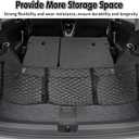 Tallew 2 Pcs Car Rear Cargo Net, Adjustable Elastic Mesh Cargo Net, 3 Pocket Heavy Duty Trunk Bed Storage Organizer, Universal for Car SUV Vehicle Pickup Truck with Accessories(43.3 x 15.7 Inches)