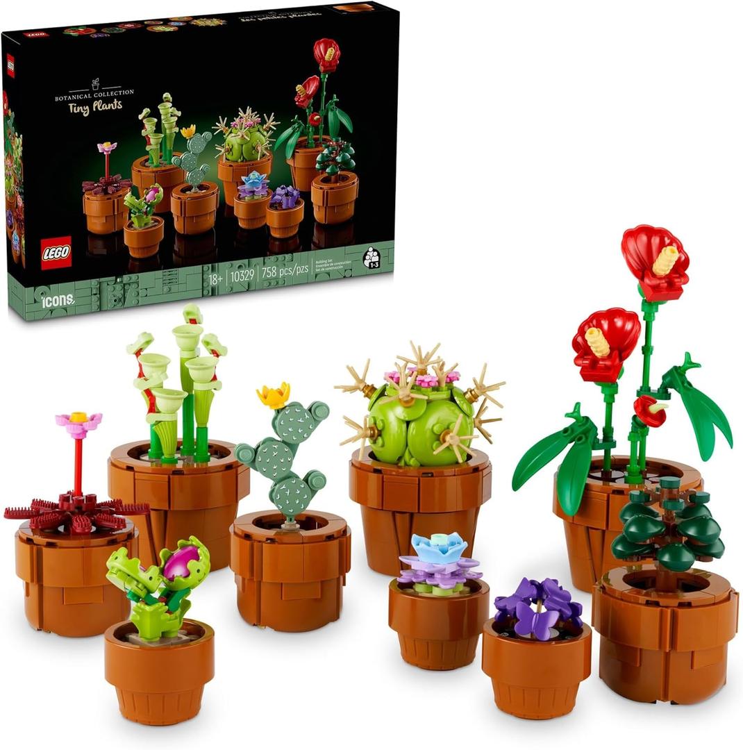 LEGO Botanicals Tiny Plants - Artificial, Fake Indoor Plant Building Set for Home, Kitchen, Desk Decoration, Adults Ages 18+ - Gift for Birthdays - 10329