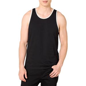 Amazon Essentials Men's Active Quick Dry Tech Stretch Moisture Wicking Lightweight Gym Tank Top (Large, Black/White)