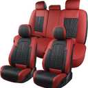 Leather Car Seat Covers,Car Seat Protector Waterproof,Seat Covers Full Set, Car Seat Protectors 5 Seats,Automotive Seat Covers Fit Most Cars Red