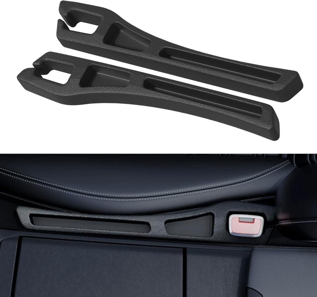Car Seat Gap Filler Organizer, 2PCS Multifunctional Vehicle Fill Gap Blocker with Storage Slot Between Seat & Console, Anti-Drop Auto Interior Organization, Universal Fit (Black)