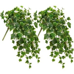 Hollyone 2pcs Artificial Hanging Plants 24" Fake Ivy Vine Faux Ivy Leaves Hanging Plant Greenery for Wall House Room Patio Indoor Outdoor Home Shelf Office Wedding Decor (Small-2 Pack, Small-style 1)