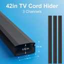 Yecaye TV Cord Hider, 42In Large Cable Hider Black, Wire Covers for 4 Cords, Wire Hiders for TV on Wall, Cable Raceway Concealer, W1.18in H0.6in, Black