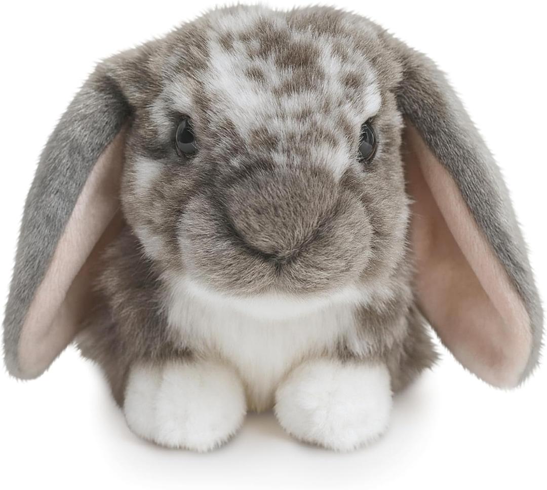 Living Nature Grey Dutch Lop Eared Rabbit Stuffed Animal | Fluffy Rabbit Animal | Soft Toy Gift for Kids | 10 inches