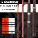 Sougayilang Spinning Rods, Strong Carbon&Glass Composite Fishing Pole with Stainless Steel Line Guides for Catfish- 7'0"- Red