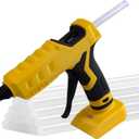100W Cordless Hot Glue Gun Compatible with Dewalt 20V 60V Battery (Tool Only) High Temp Electric Power Glue Gun with 20PCS Full Size Glue Sticks for Arts Crafts DIY Festival Decor School Home Repair (Yellow & Black)