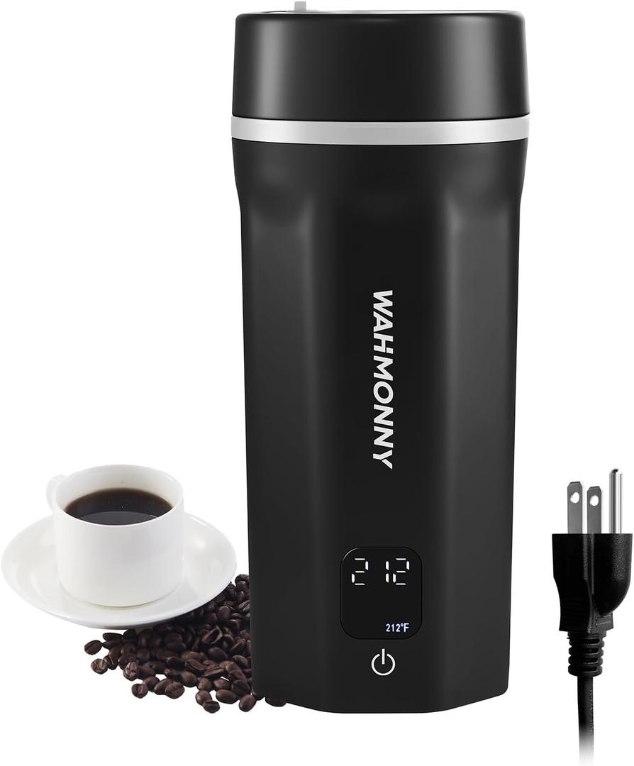 550ml Travel Kettle,110V-240V Dual Voltage Portable Electric Kettle 6-Temperature Control,304 Stainless Steel Small Mini Tea Coffee Kettle,400W Fast Water Boiler with Auto Shut-Off, Black