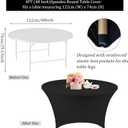 Fivenl 4 Pack 4FT Round Spandex Tablecloth 48 Inch Stretchable Table Cover Washable and Wrinkle Resistant Fitted Round Table Cloth for Wedding, Banquet, Birthday, Party, Restaurant (Black)