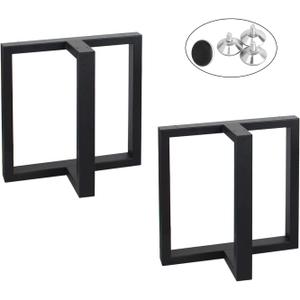 MBQQ Rustic Decor T-Shape Table Legs, Heavy Duty Metal, 15.7'H x 17.7'W, Dining & Desk, Industrial Modern, DIY Iron Bench Legs