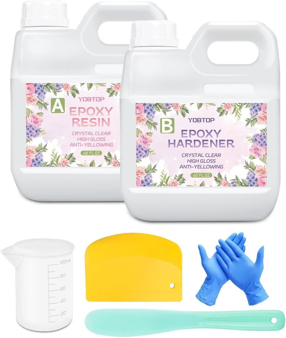 Epoxy Resin 80oz Epoxy Resin Kit Crystal Clear High Gloss Self Leveling Bubble Free Not Yellowing Easy to Mix 1:1 for Coating & Casting, DIY Crafts, Jewelry Making, Table Top, River Table