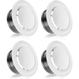 HG Power 6 Inch Vent Cover Adjustable - 4 Pack White ABS Round Ceiling Vent for Living Room, Attic, Bathroom, Kitchen Ventilation, 150mm - Opening Size 5.66"