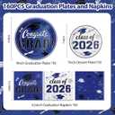 2026 Graduation Plates and Napkins, 9’’ Disposable Paper Plates 7’’ Dessert Plates with Blue Congrats GRAD Class of 2026 Party Supplies Tableware Set for Graduation Party Decorations Serve 50 Guests