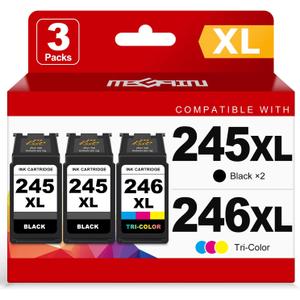 245XL 246XL Ink Cartridge Replacement for Canon 245 246 XL PG245 CL246 for Canon PIXMA MG2525 MG3022 MX490 TS202 TS3322 TR4520 TS302 TR4527 Cannon Printer Ink Cartridges (2 Black, 1 Color Combo)