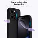 ORNARTO Compatible with iPhone 16 Pro Max Case 6.9", Slim Liquid Silicone 3 Layers Soft Gel Rubber Shockproof Protective Case with Anti-Scratch Microfiber Lining-Black