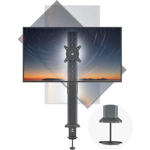 HEMUDU Single Tall Desk Monitor Arm Mount Stand Fit for 27 inch to 42 inch Flat Curved Computer Screen with Swivel, Height Adjustable, Rotation,Holds up to 77lbs, Black