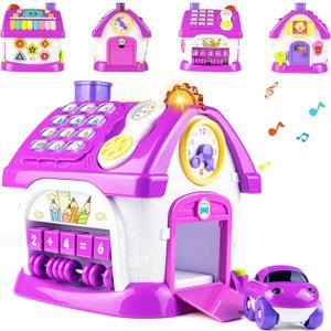 Marstone Toddler Toys for 1 Year Old Girl Gifts: 8 in 1 Multi-Functional Learning Baby Musical House for 1 2 3 Yr Old Girl and Boy Birthday Gifts, Educational Baby Toys 6-12, 12-18 Months (Purple)