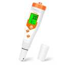 Hydroponics EC pH Tester, Simultaneous Display pH ppm for Base Reservoir Water, Continuous Monitoring of pH Conductivity Temp. ppm for Growing Nutrients, Indoor DWC System, Aeroponic Garden (4 in 1 pH Meter)