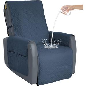 Recliner Chair Cover Sofa Slipcover Non-Slip Chair Couch Cover Machine Washable Furniture Protector with Straps for Dogs(Blue, 23inch Recliner)