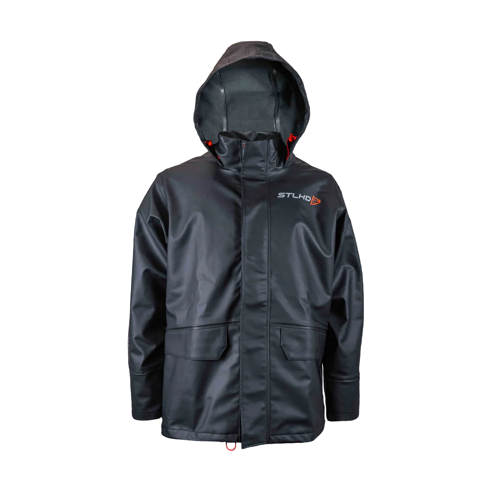 Helly-Hansen Workwear Gale Mens Waterproof Rain Jacket - Heavy-Duty PU Polyester Windbreaker - Packable Hood & Hem (X-Large, 990 Black)