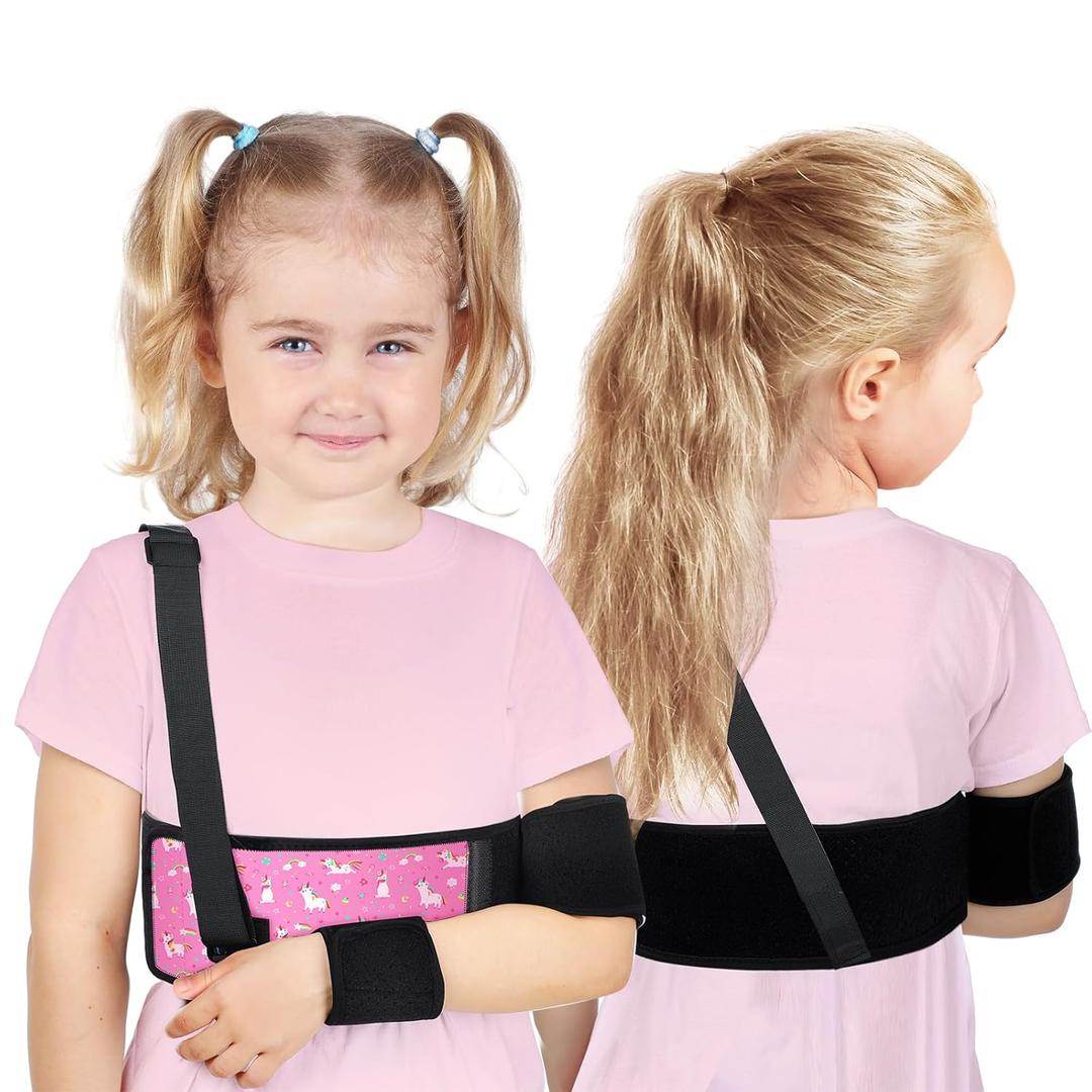 Kids Arm Sling Pediatric Shoulder Immobilizer Collarbone Brace Elbow Support Arm Bands Elbow Wrist Sling for Toddler Boy Girl Broken, Fractured Injury(Unicorn Style)