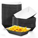 Yinkin 100 Pcs 2lb Paper Food Trays Boat 2lb Disposable Nacho Trays Kraft Paper Boat for Tacos Concession Easter Graduation Birthday Wedding Christmas Halloween Valentine Party Supplies(Black) 