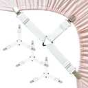 Bed Sheet Straps, Upgrade Fitted Bed Sheet Holders for Corners, Non Slip Sheet Clips White 4Pcs