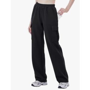 TTZ 32/34 Inseam Womens Tall Sweatpants Wide Leg Sweat Pants with Cargo Pockets, Medium