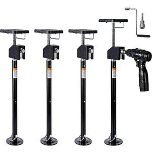 Garvee 4 Pack RV Slide Out Supports Jack with a Flat Top Support Block, RV Stabilizer Jacks Supports Up to 20,000lbs, 21"-49" Quick-Lift Adjustable - Drill & Hand Crank Compatible for Campers & RVs