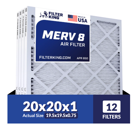 BNX TrueFilter MERV 8 20x20x1 Air Filters 12 pack