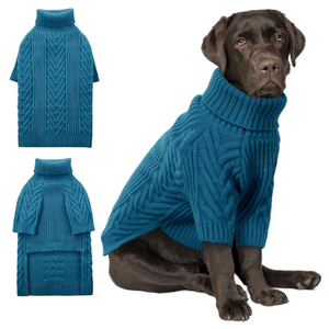 ASENKU XXL Dog Sweater for Extra Large Dogs, Pet Sweatshirt Apparel Turtleneck Pullover Winter Outfits for Pitbull, Labrador Retriever(Teal Blue, 3XL)