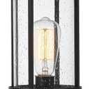 ALLGOT Outdoor Pole Lantern Light,Lamp Post Lighting Fixture,Anti-Rust Fence Post Deck Lighting, Patio Pillar Lamp for Garden, Patio, Pathway (Black, 16.9 Inch Height) (Black-Seeded Glass)