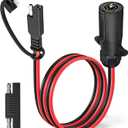 Groovely 7 Way Trailer Plug to 2 Pin SAE Power Supply,7 Pin Round RV Trailer Plug to 10 AWG SAE Cable 12V Connector with Reverse Adapter for RV Truck Trailers (2Ft)