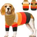 AOFITEE Dog Sweater, Stretchy Dogs Sweaters Large Sized Pets, Turtleneck Sweater for Pet Large Breed, Thick Knitwear for Fall Winter, Clothes for Pug, French Bulldog (Brown L)